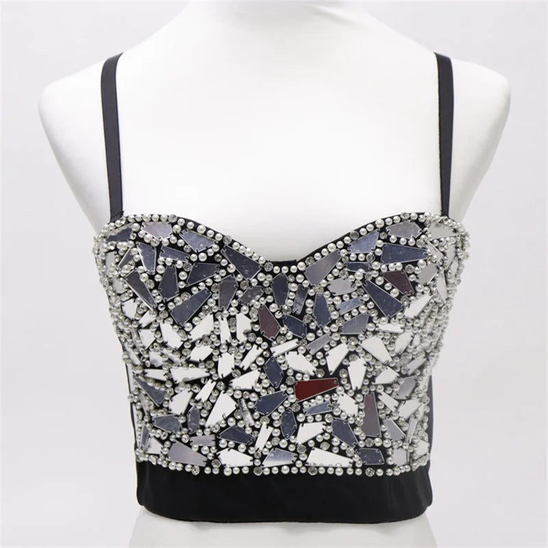 Pearl Rhinestone Y2K Corset Crop Top