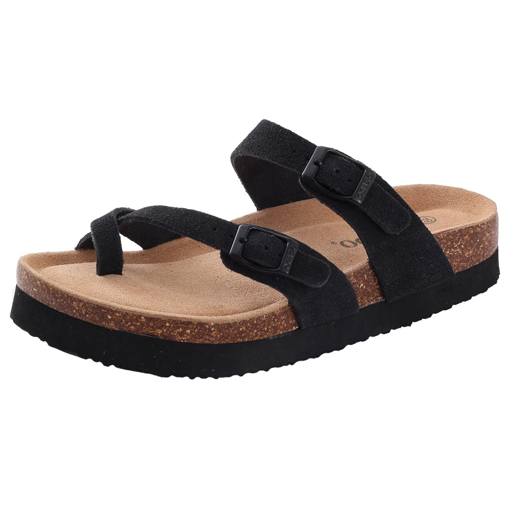 Unisex Suede Cork Insole Mules Slippers