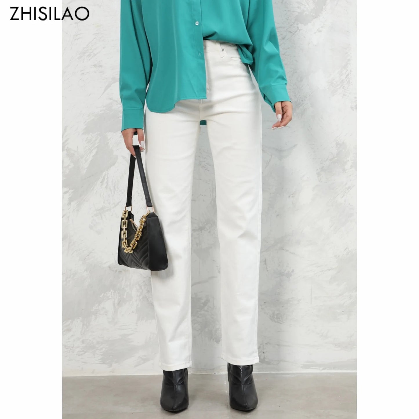 Women's Vintage White Wide Leg Jeans