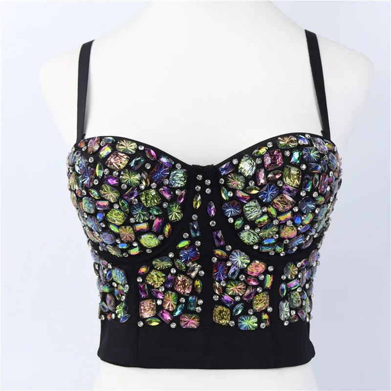 Pearl Rhinestone Y2K Corset Crop Top