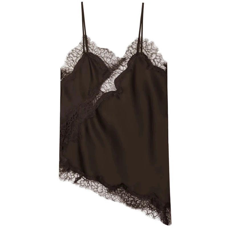 Y2K Satin Lace Backless Camisole Top