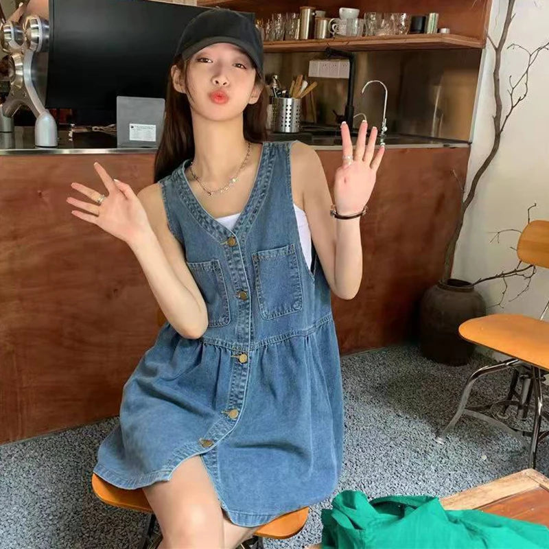 Women's Denim A-Line Mini Dress