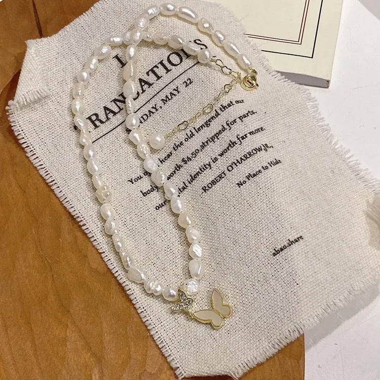 Baroque Freshwater Pearl Butterfly Necklace
