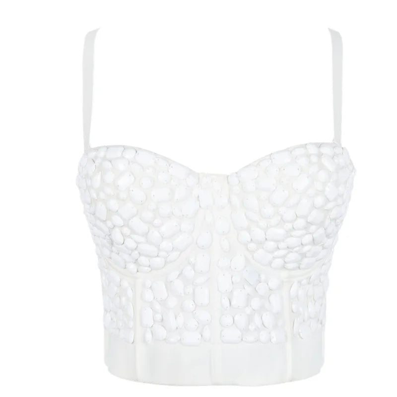 Pearl Rhinestone Y2K Corset Crop Top