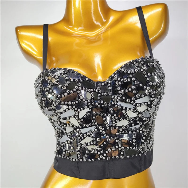 Pearl Rhinestone Y2K Corset Crop Top