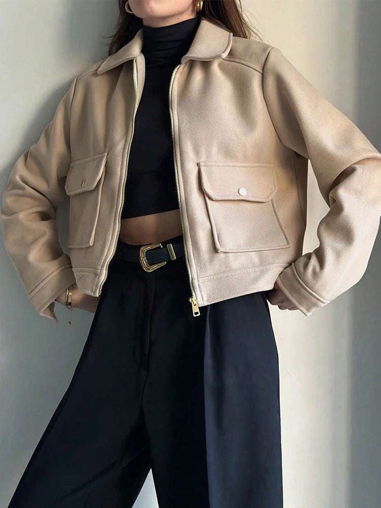Women's Elegant Zipper Pocket Jacket