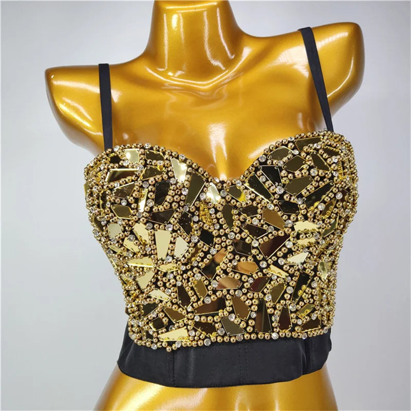 Pearl Rhinestone Y2K Corset Crop Top