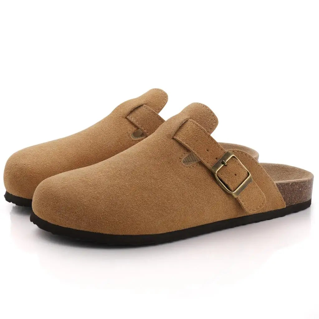 Unisex Suede Cork Insole Mules Slippers