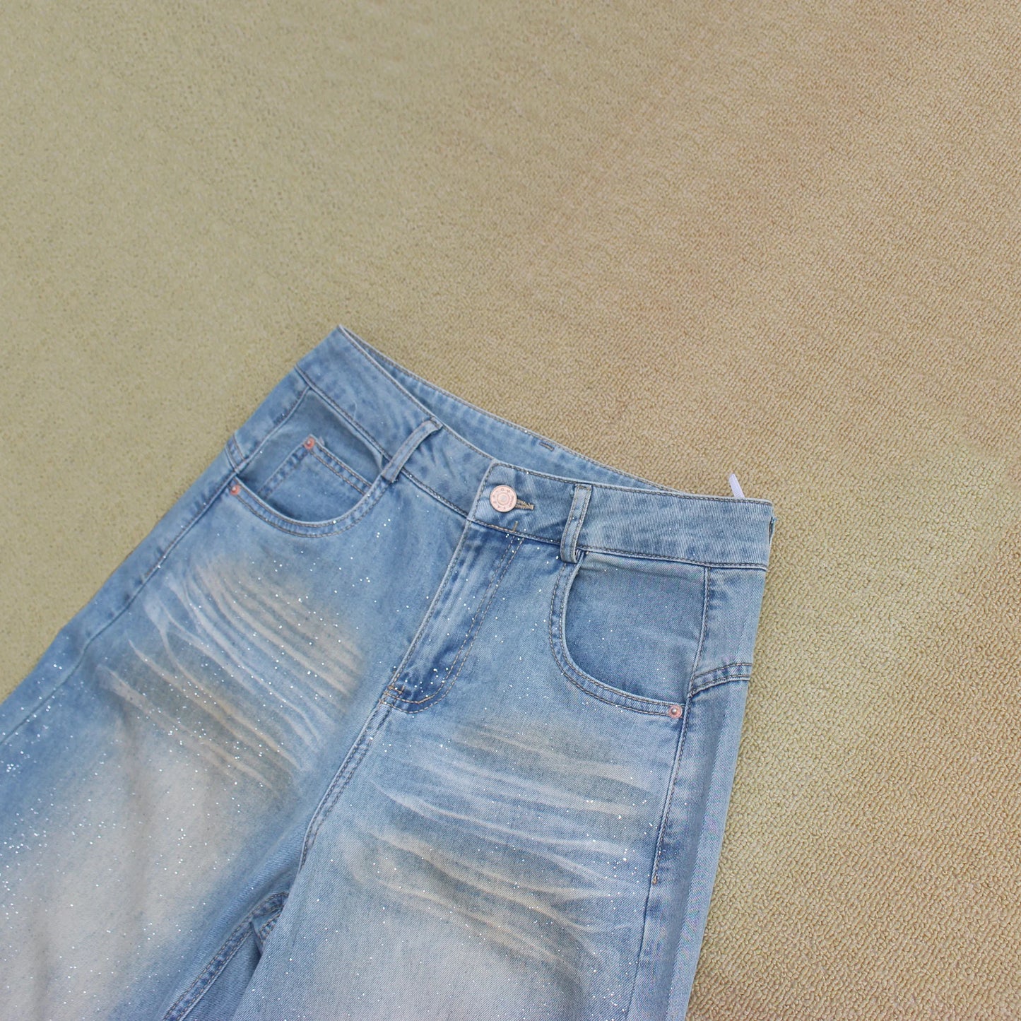 Women's High-Waisted Light Blue Wide Leg Jeans