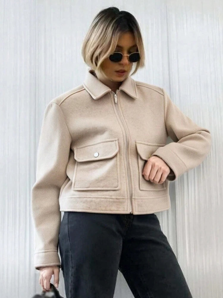 Women's Elegant Zipper Pocket Jacket
