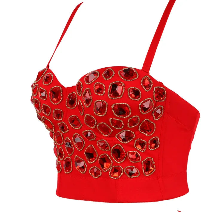 Pearl Rhinestone Y2K Corset Crop Top