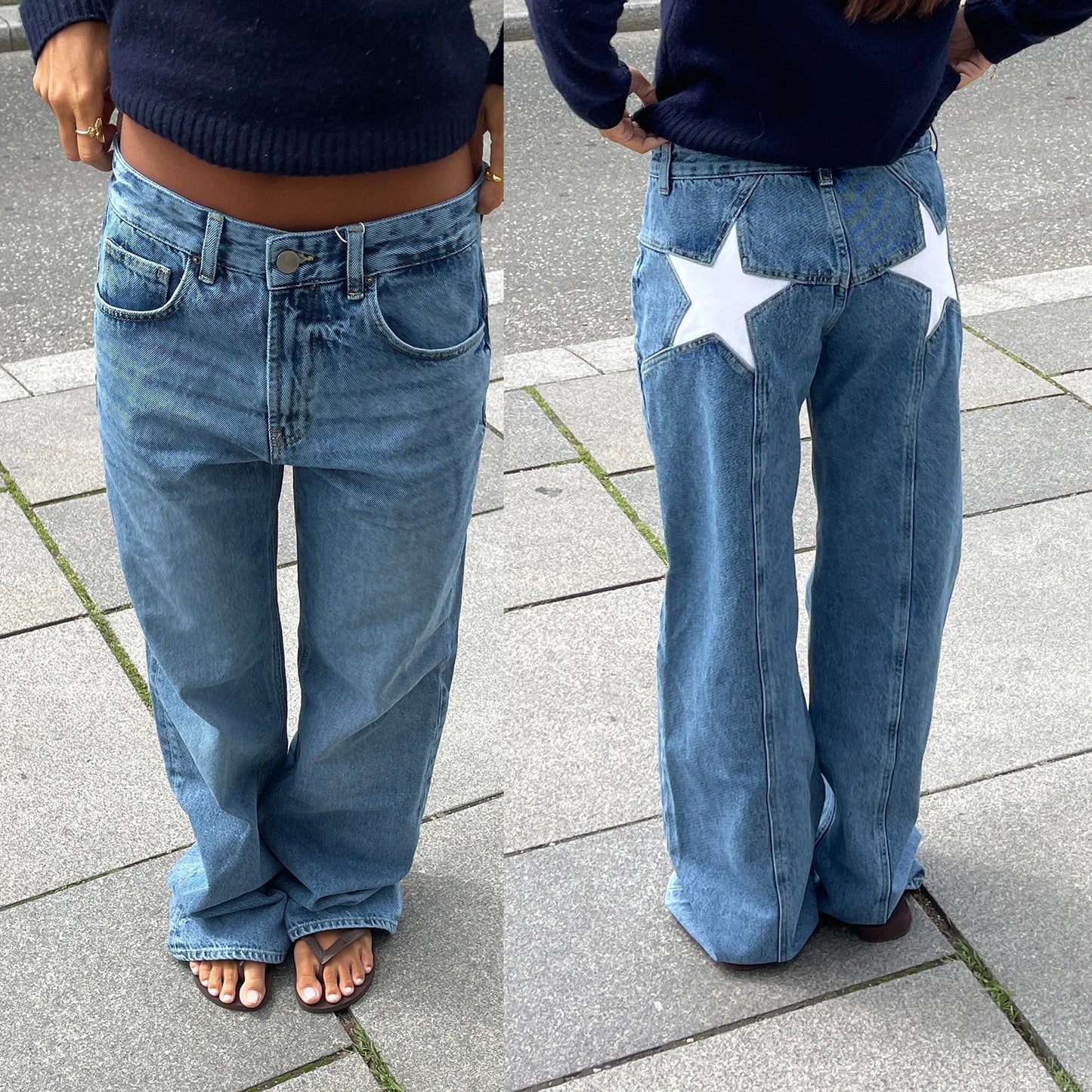 Women's Y2K Star Print Baggy Jeans