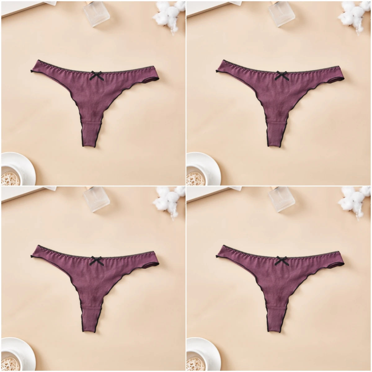 4-Piece Cotton Seamless Thong Set