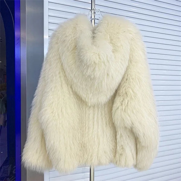 Women's Luxury Fox Fur Hooded Coat