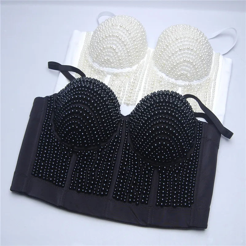 Pearl Rhinestone Y2K Corset Crop Top
