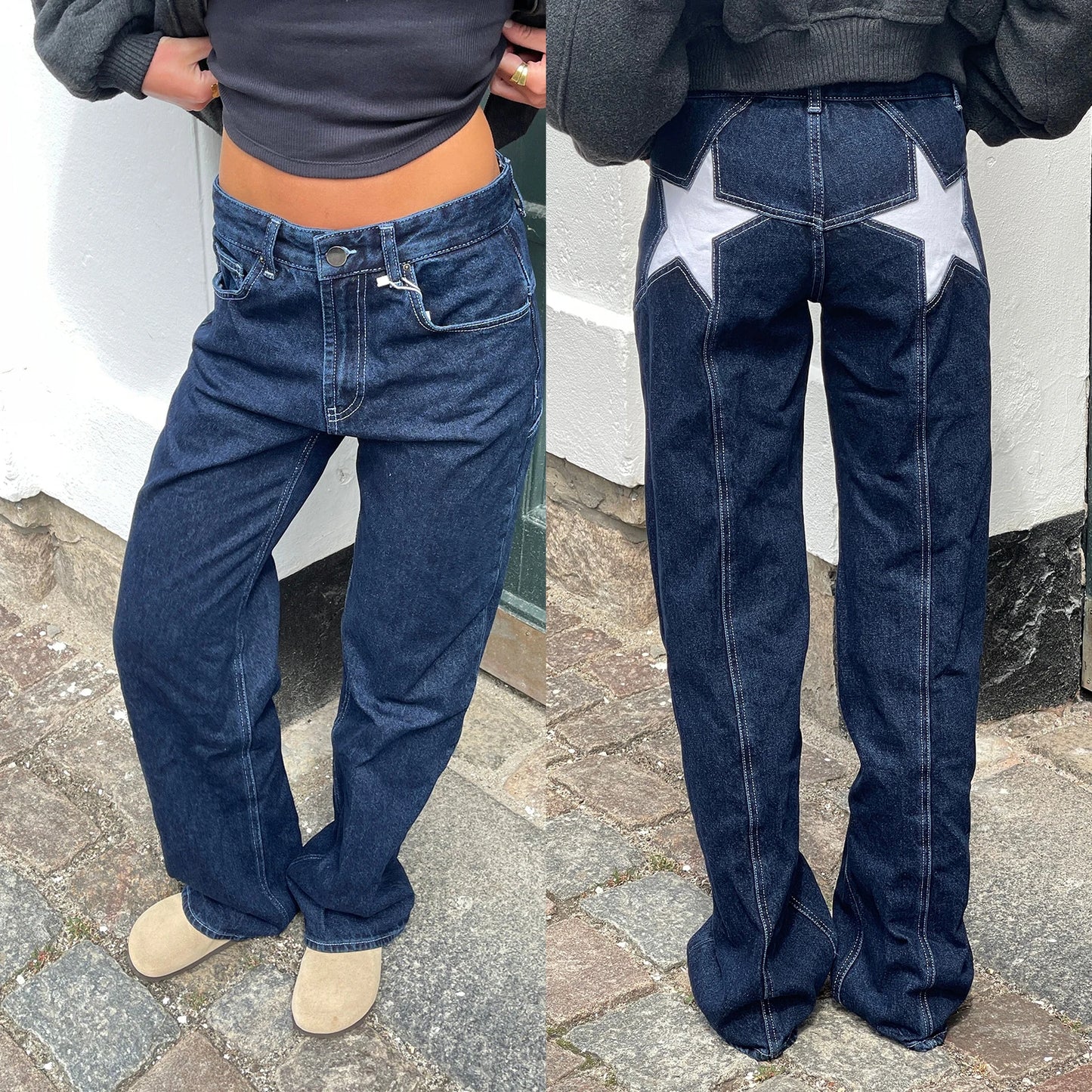 Women's Y2K Star Print Baggy Jeans
