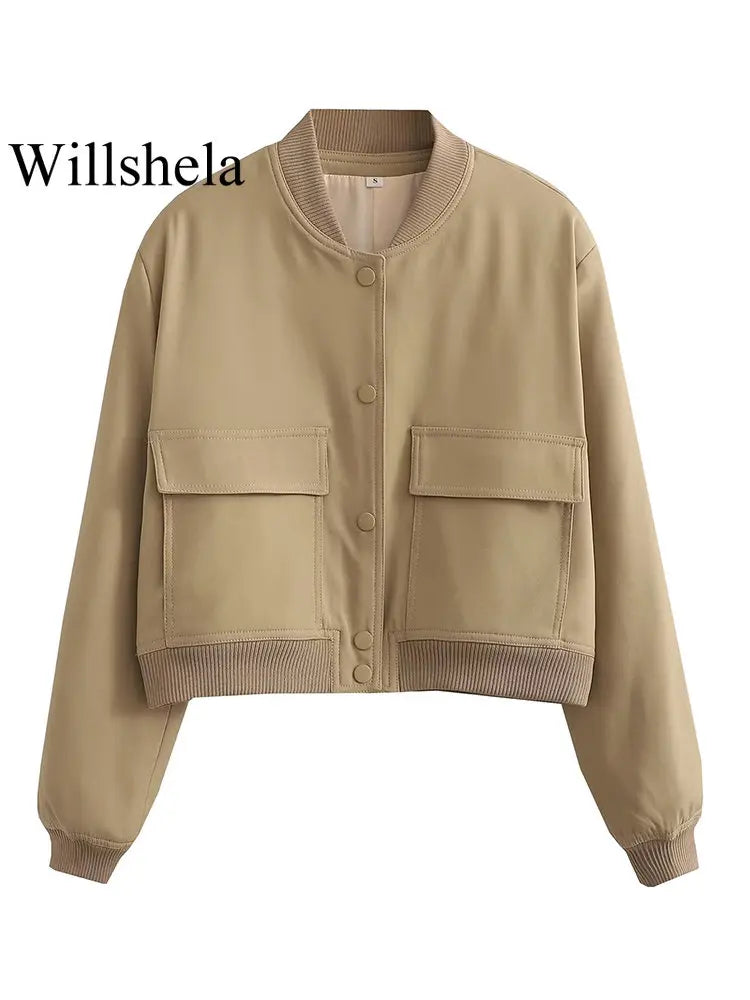 Women’s Chic V-Neck Bomber Jacket
