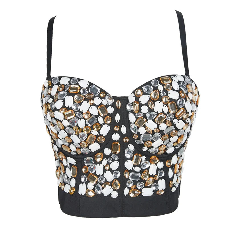 Pearl Rhinestone Y2K Corset Crop Top