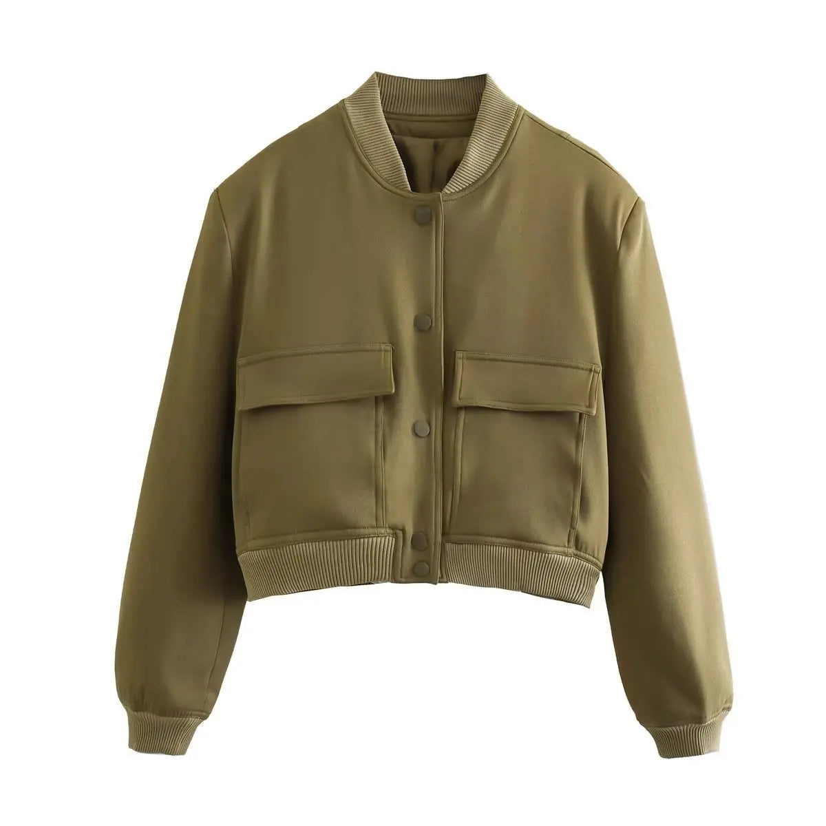 Women’s Chic V-Neck Bomber Jacket