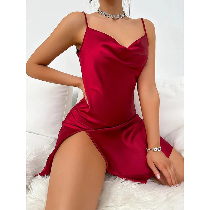 Women's Satin V-Neck Slip Nightdress
