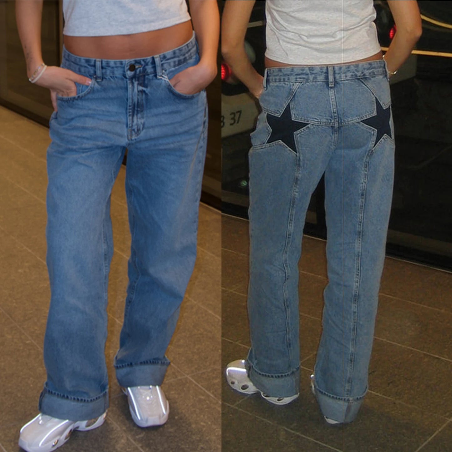 Women's Y2K Star Print Baggy Jeans