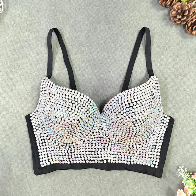 Pearl Rhinestone Y2K Corset Crop Top