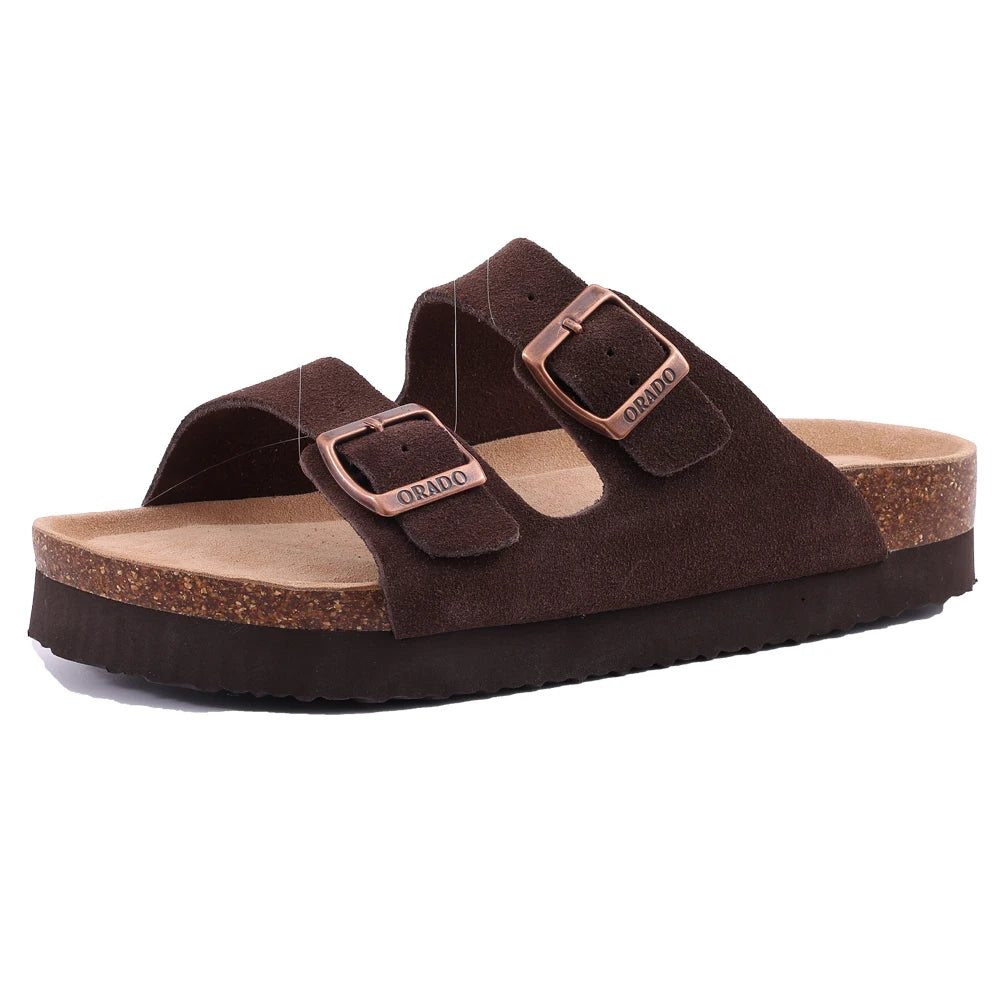 Unisex Suede Cork Insole Mules Slippers