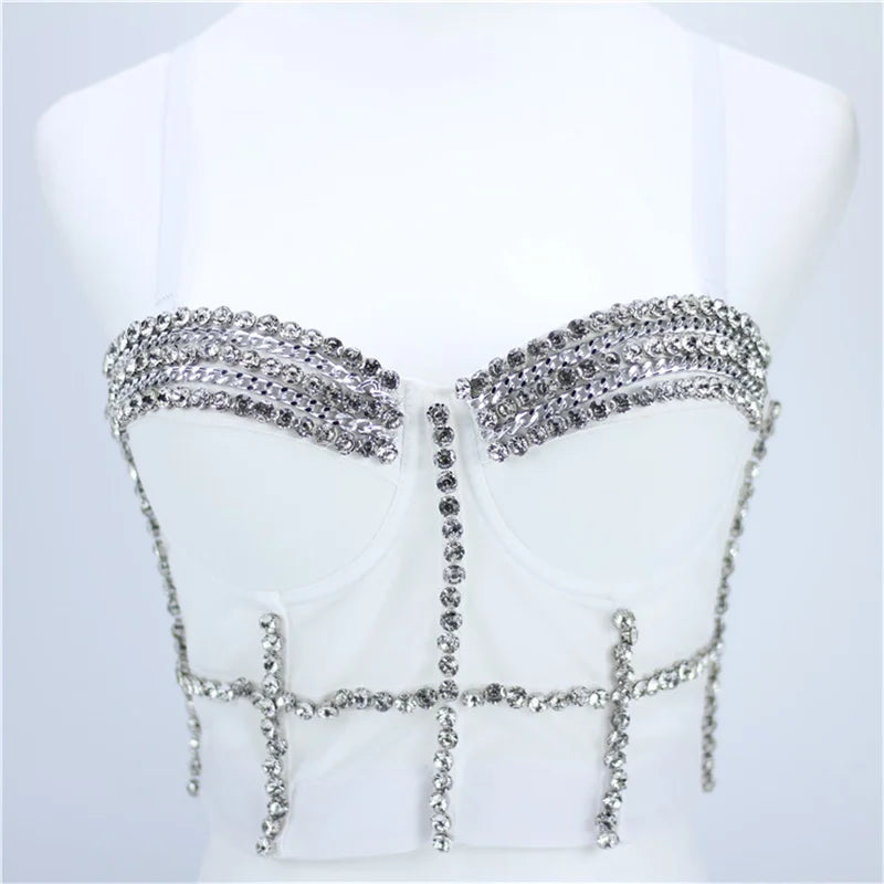 Pearl Rhinestone Y2K Corset Crop Top