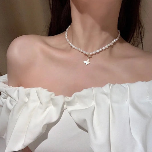 Baroque Freshwater Pearl Butterfly Necklace
