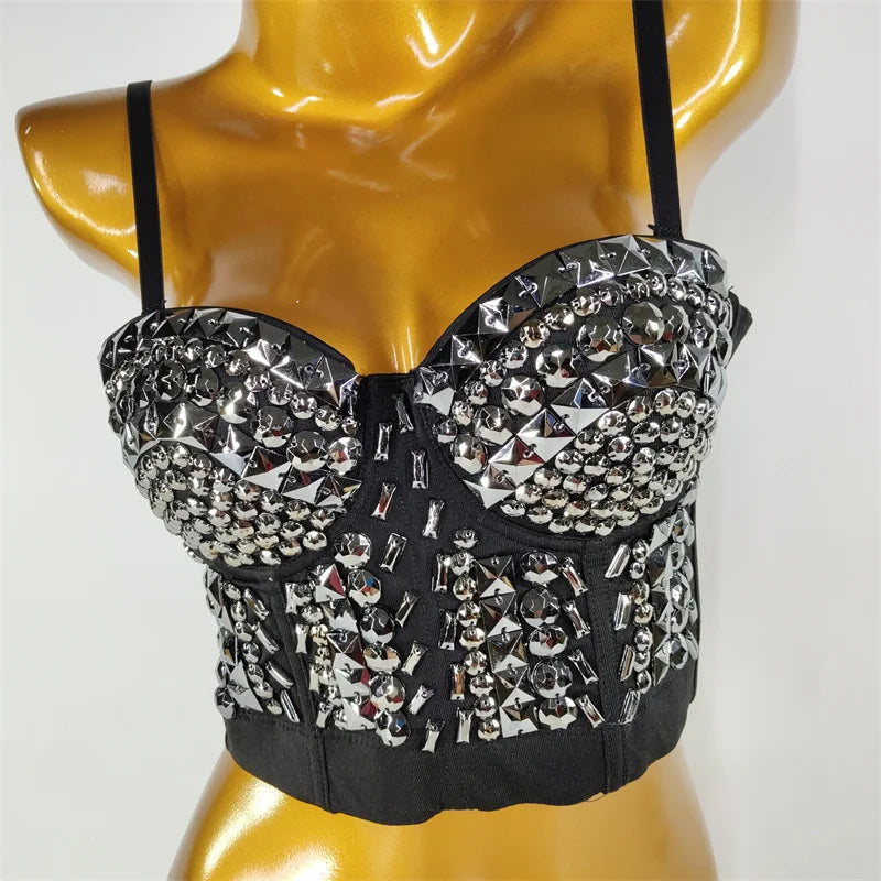 Pearl Rhinestone Y2K Corset Crop Top