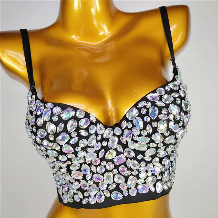 Pearl Rhinestone Y2K Corset Crop Top