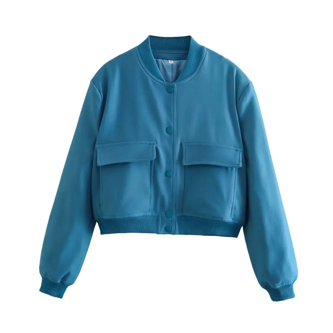 Women’s Chic V-Neck Bomber Jacket