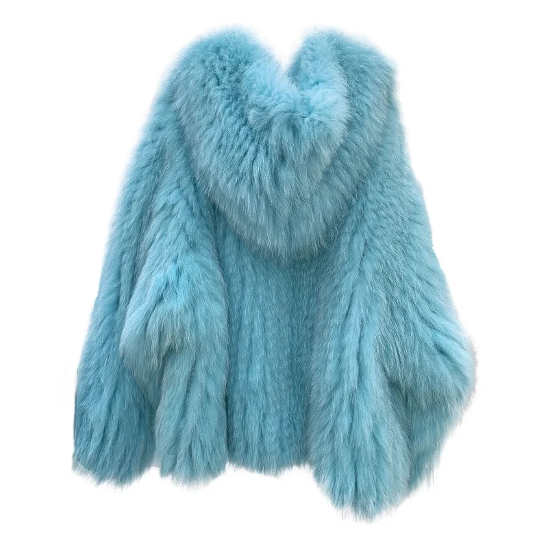 Women's Luxury Fox Fur Hooded Coat
