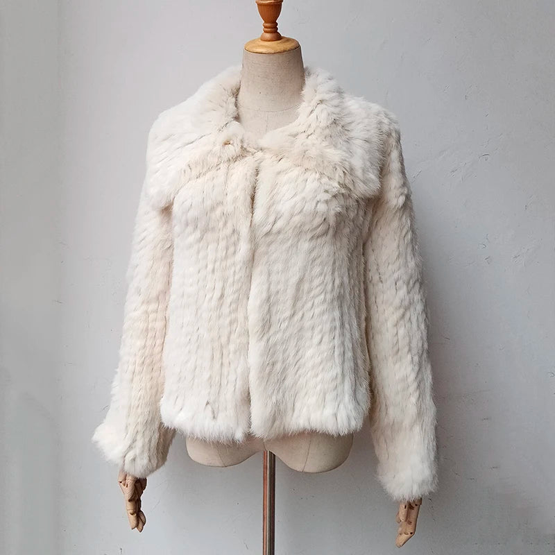 Women's Genuine Rabbit Fur Hooded Coat