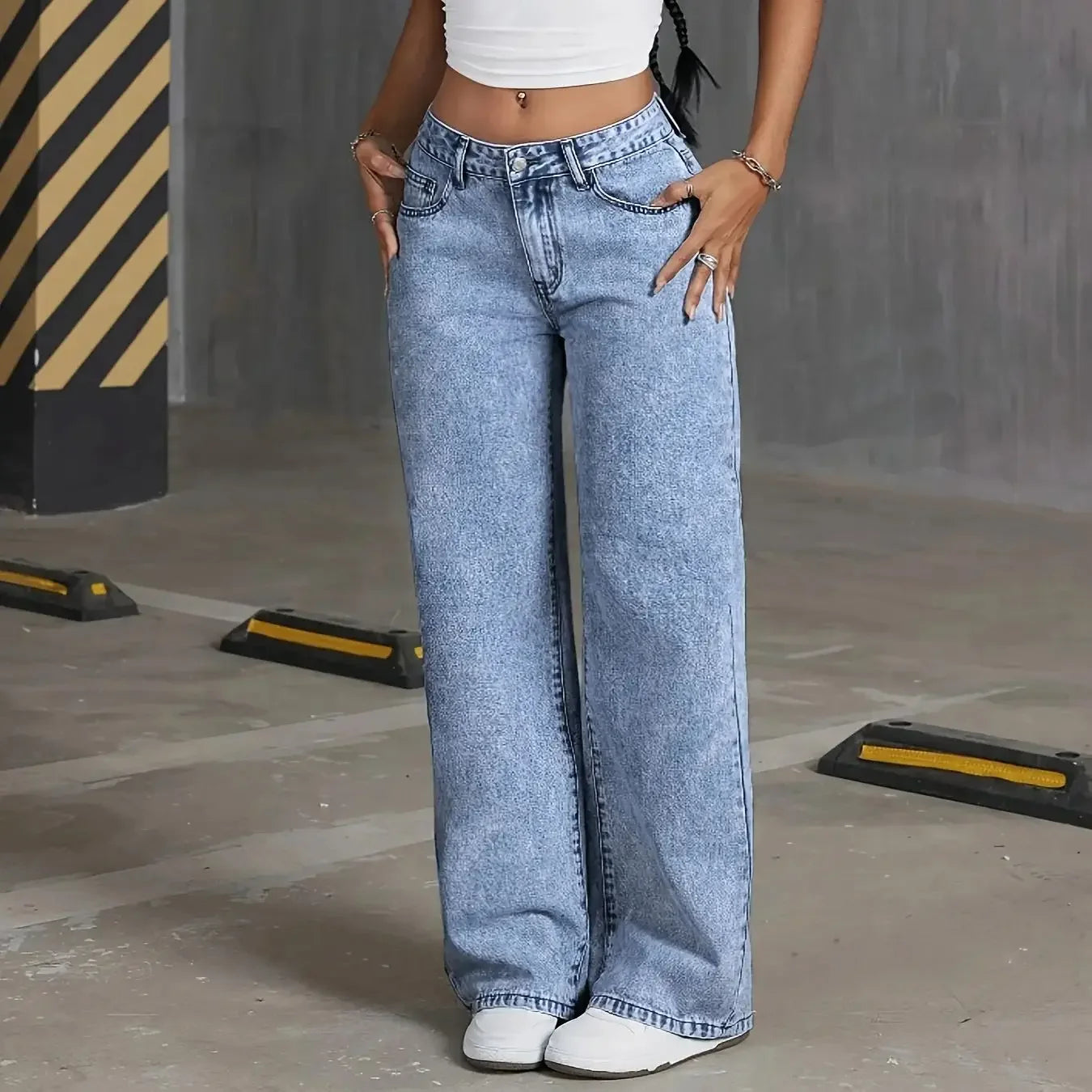 Women's Bow Embroidered Wide Leg Jeans
