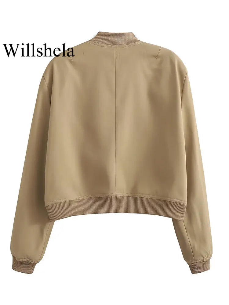 Women’s Chic V-Neck Bomber Jacket