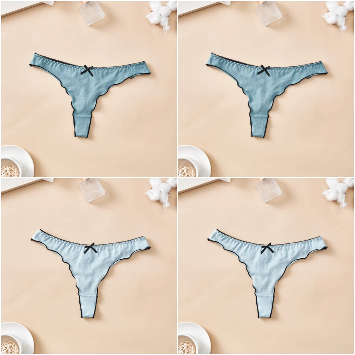 4-Piece Cotton Seamless Thong Set