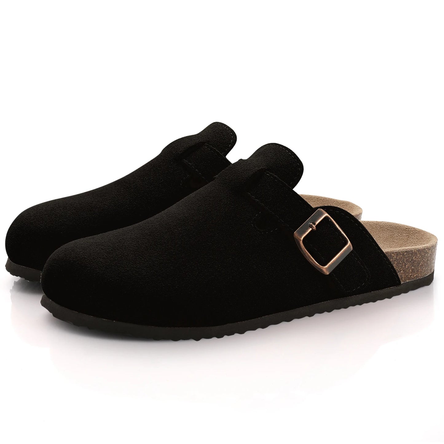 Unisex Suede Cork Insole Mules Slippers