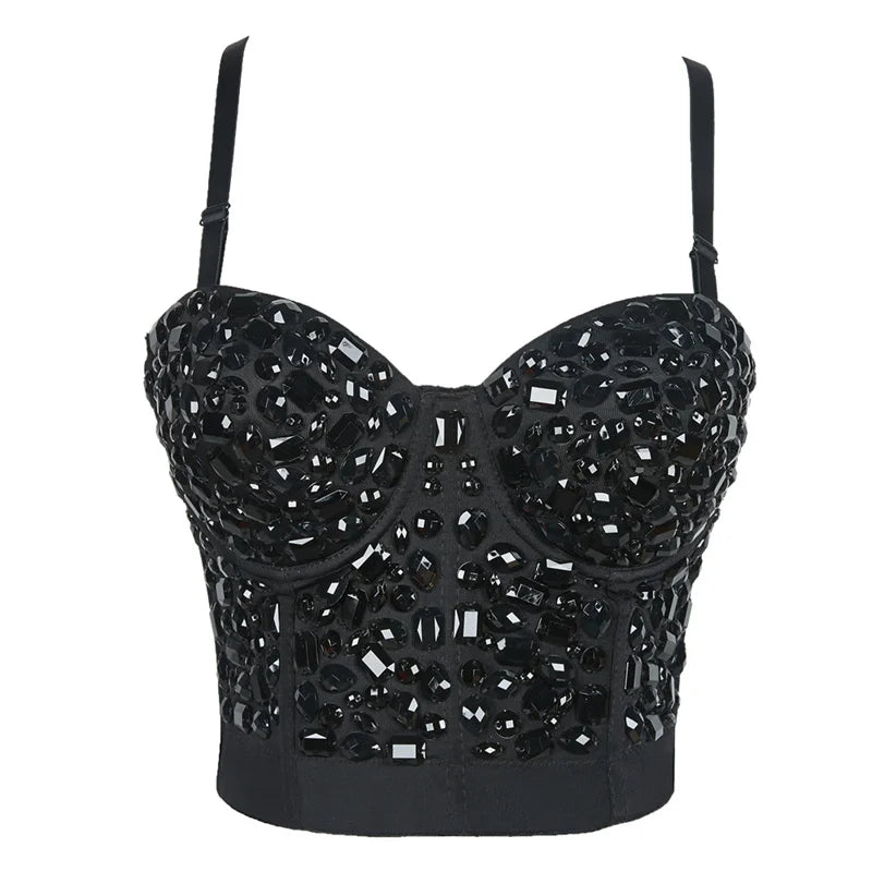 Pearl Rhinestone Y2K Corset Crop Top