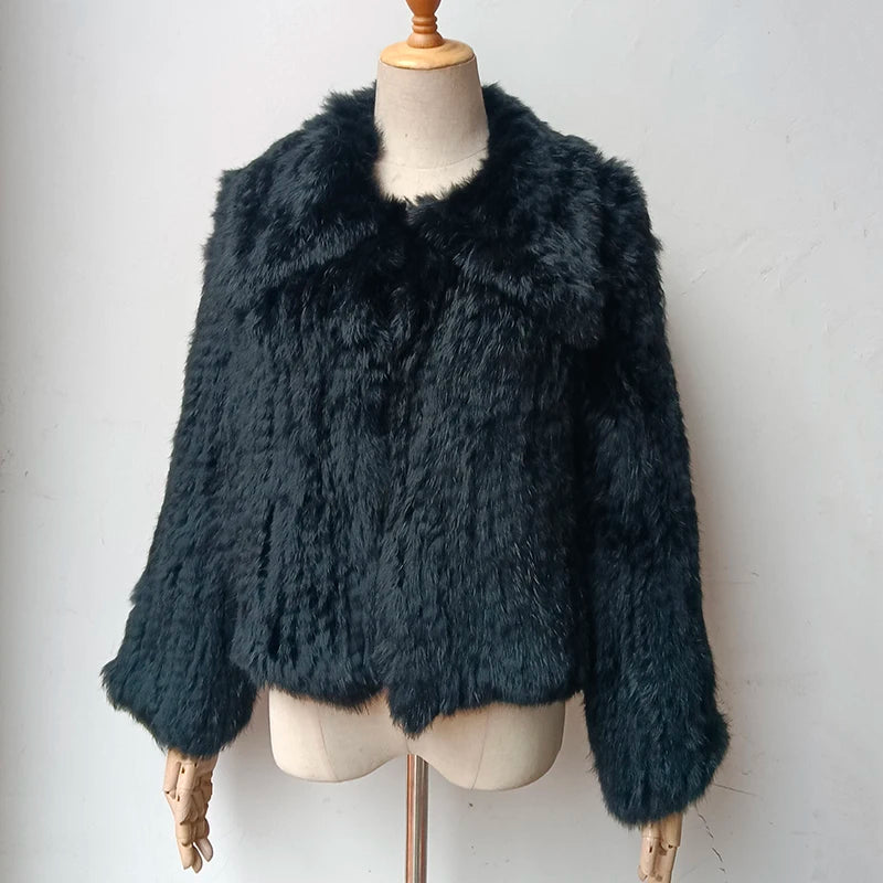 Women's Genuine Rabbit Fur Hooded Coat