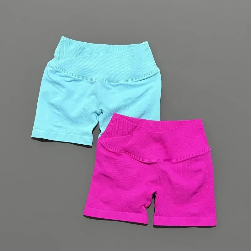 HISTELLO Vision 4.5” Cross Waist Seamless Gym Shorts