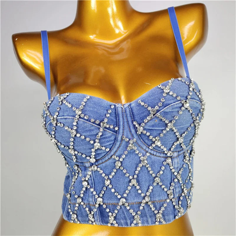 Pearl Rhinestone Y2K Corset Crop Top