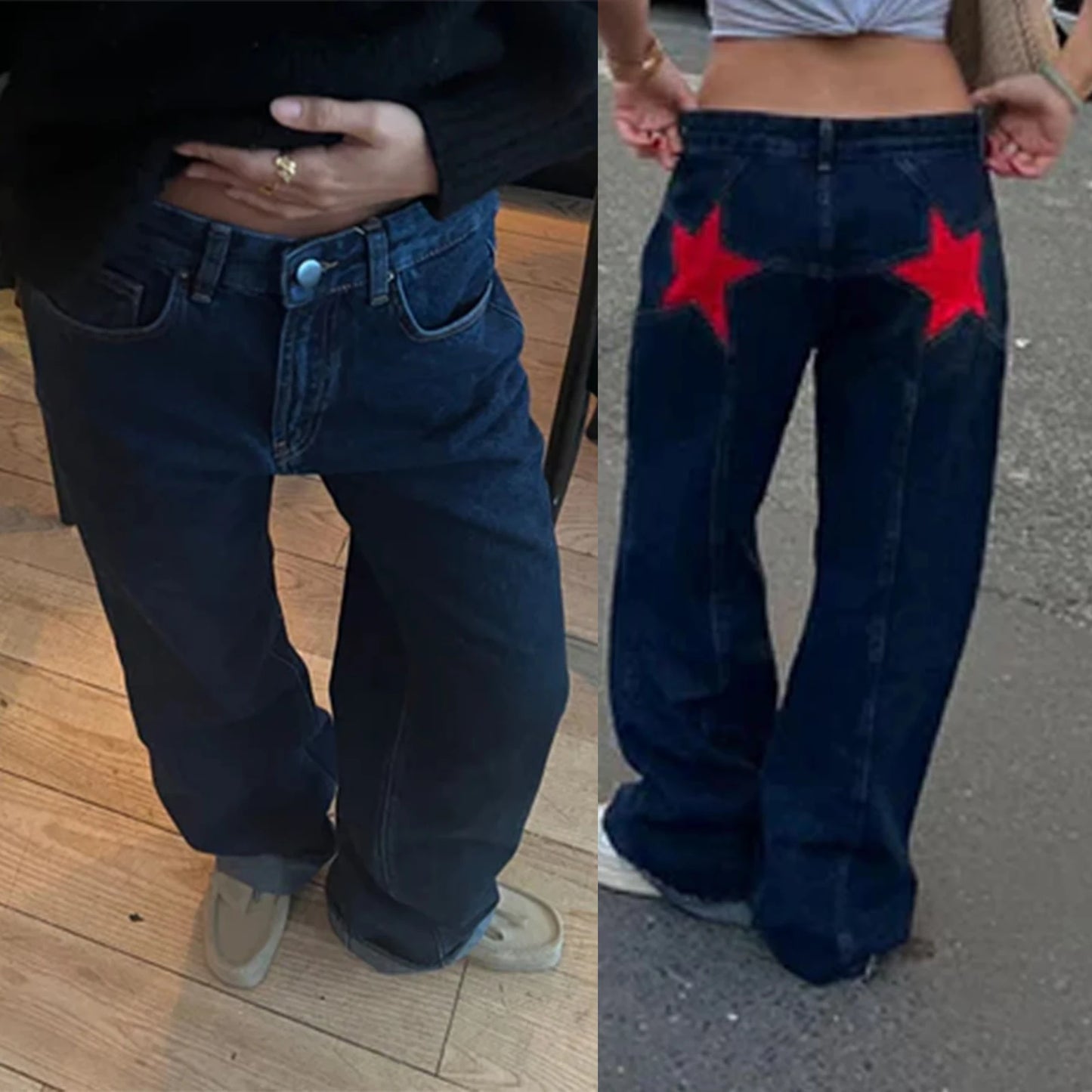 Women's Y2K Star Print Baggy Jeans