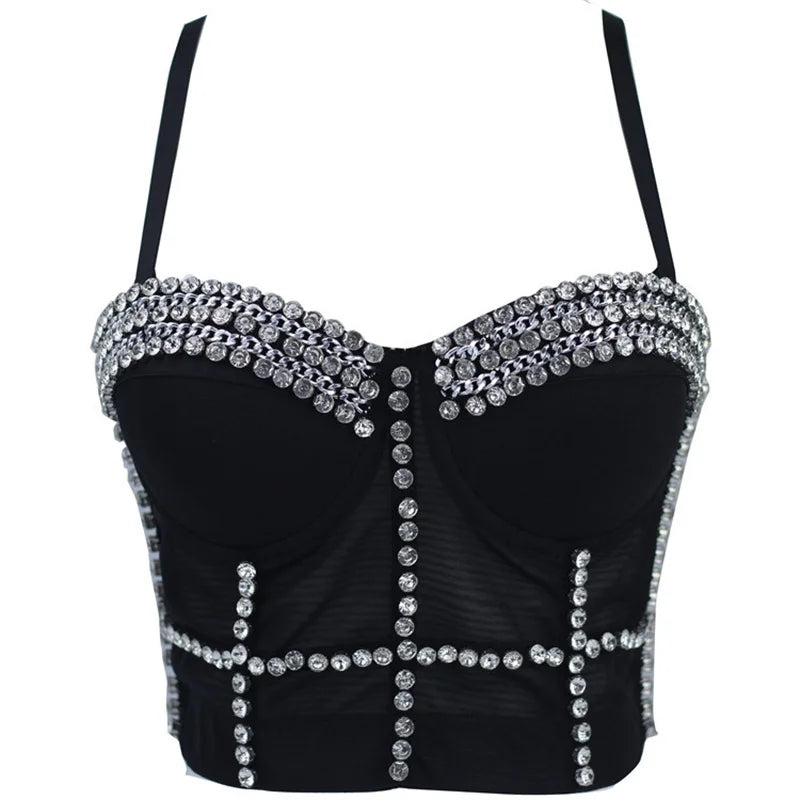 Pearl Rhinestone Y2K Corset Crop Top
