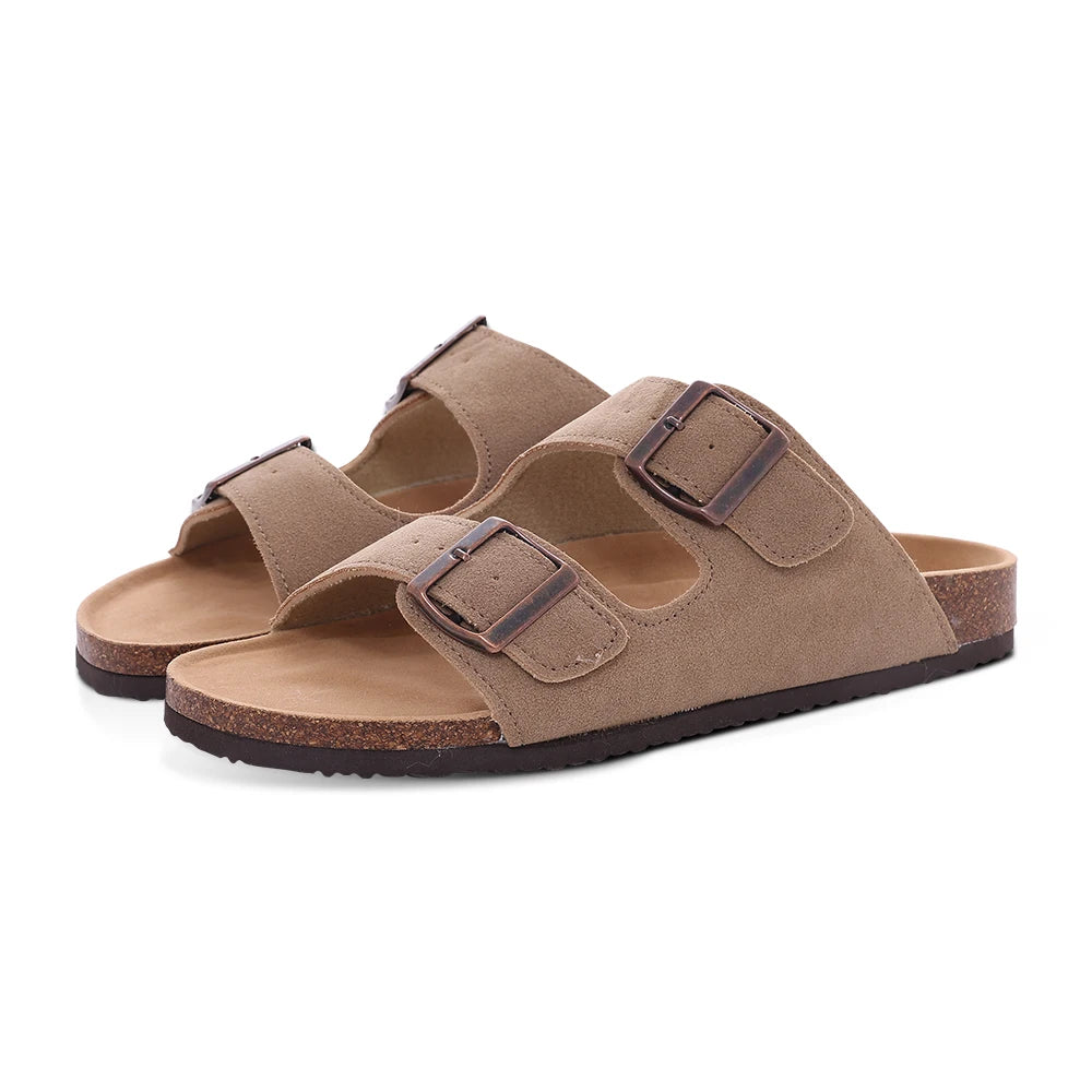 Unisex Suede Cork Insole Mules Slippers