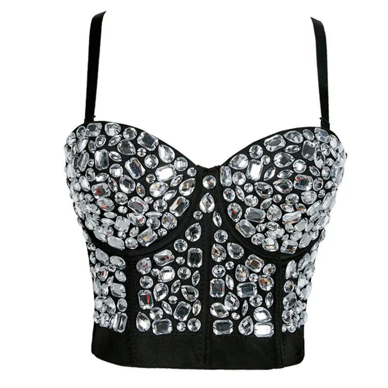 Pearl Rhinestone Y2K Corset Crop Top