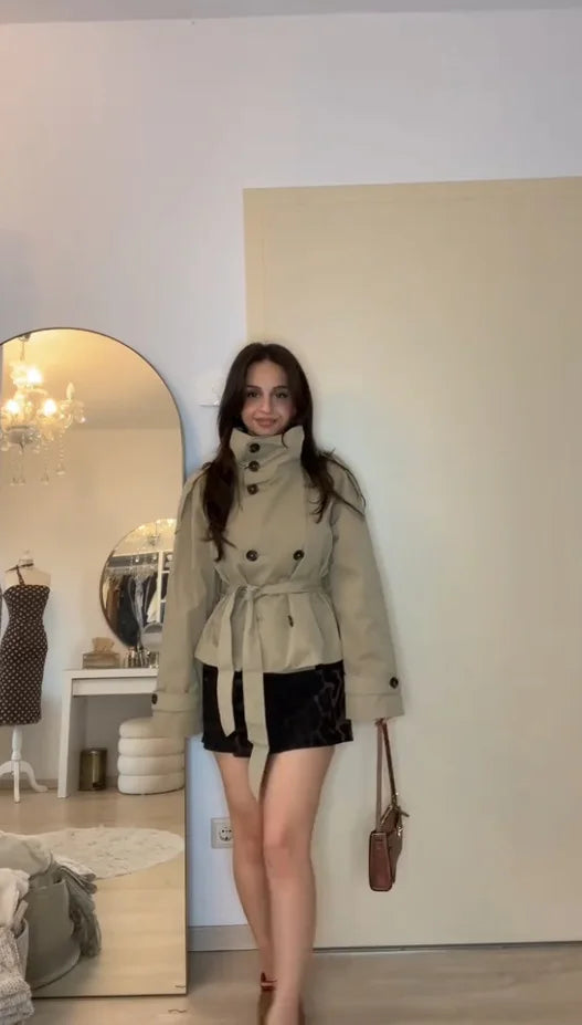Bella Belted Cropped Trench Jacket
