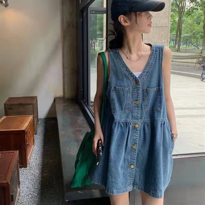 Women's Denim A-Line Mini Dress