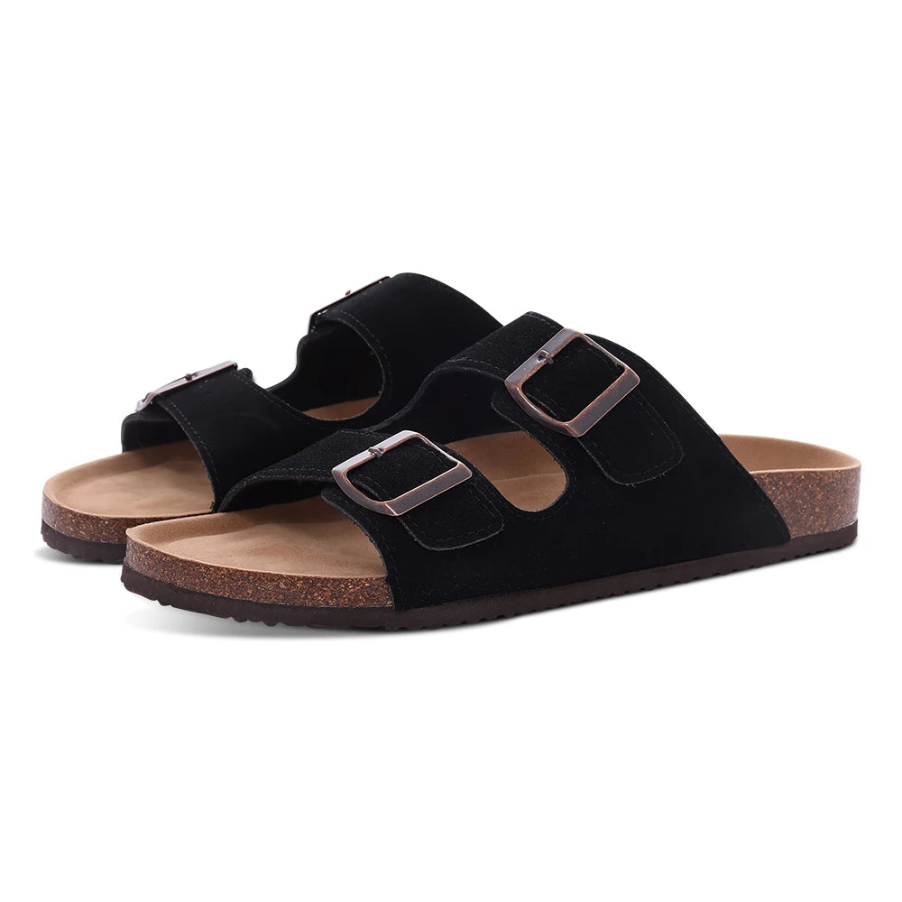 Unisex Suede Cork Insole Mules Slippers