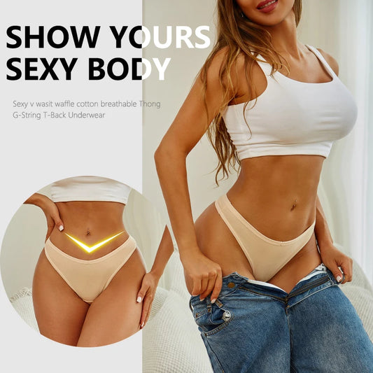 4-Pack Women's Seamless Cotton Thongs – Sexy Low-Rise G-Strings